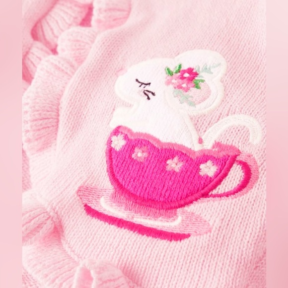Gymboree Embroidered Teacup Cardigan Sweater Time For Tea 5 - Picture 3 of 7